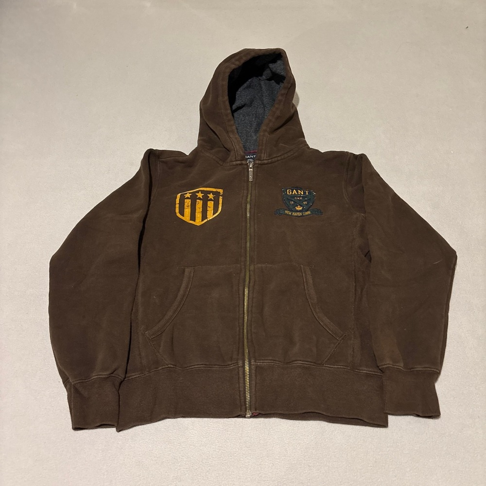 Gant New Haven Mens Brown Full Zip Hoodie Small Ivy League Sport Gorpcore